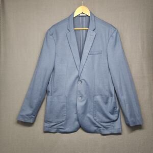 Giasone Mens Blazer M Blue Knit Stretch Sport Coat Casual Unstructured Jacket